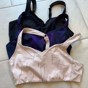 Set of 3- Brooks Drive Convertible Run Bra black pink and blue. 34D and one 36C